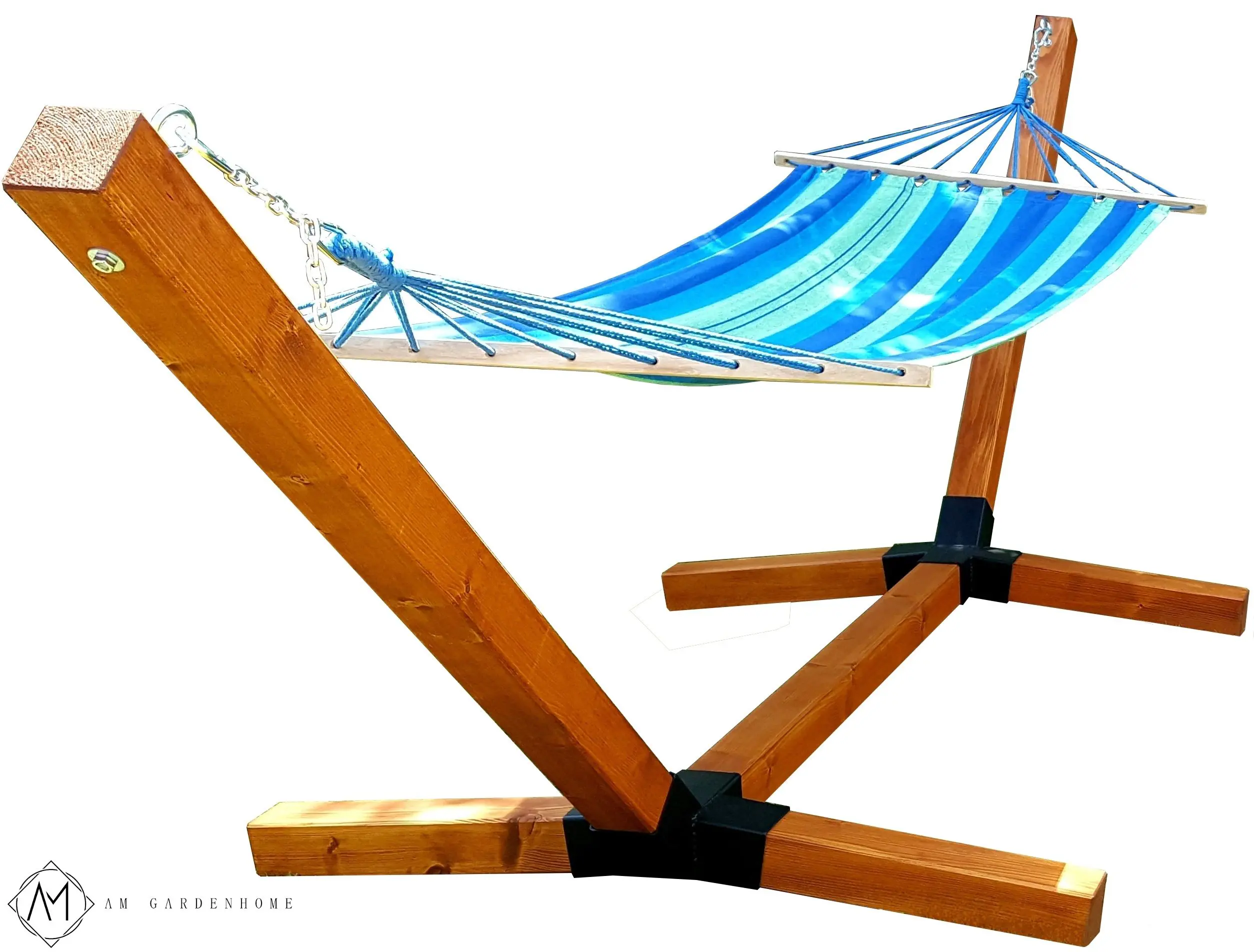 Stelaż na hamak teak lub white + Hamak z drążkami rozporowymi
