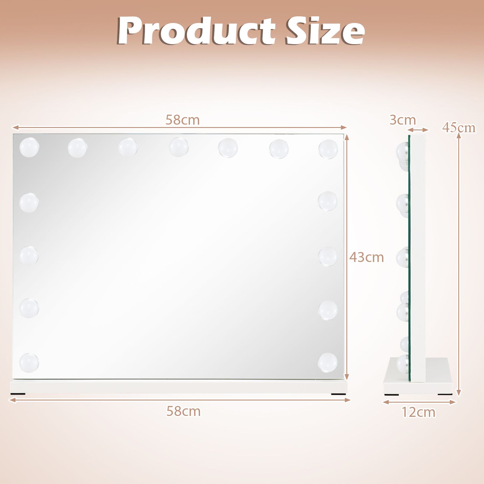 Costway Hollywood Vanity Mirror Tabletop Makeup Mirror w/Light Dressing Mirror