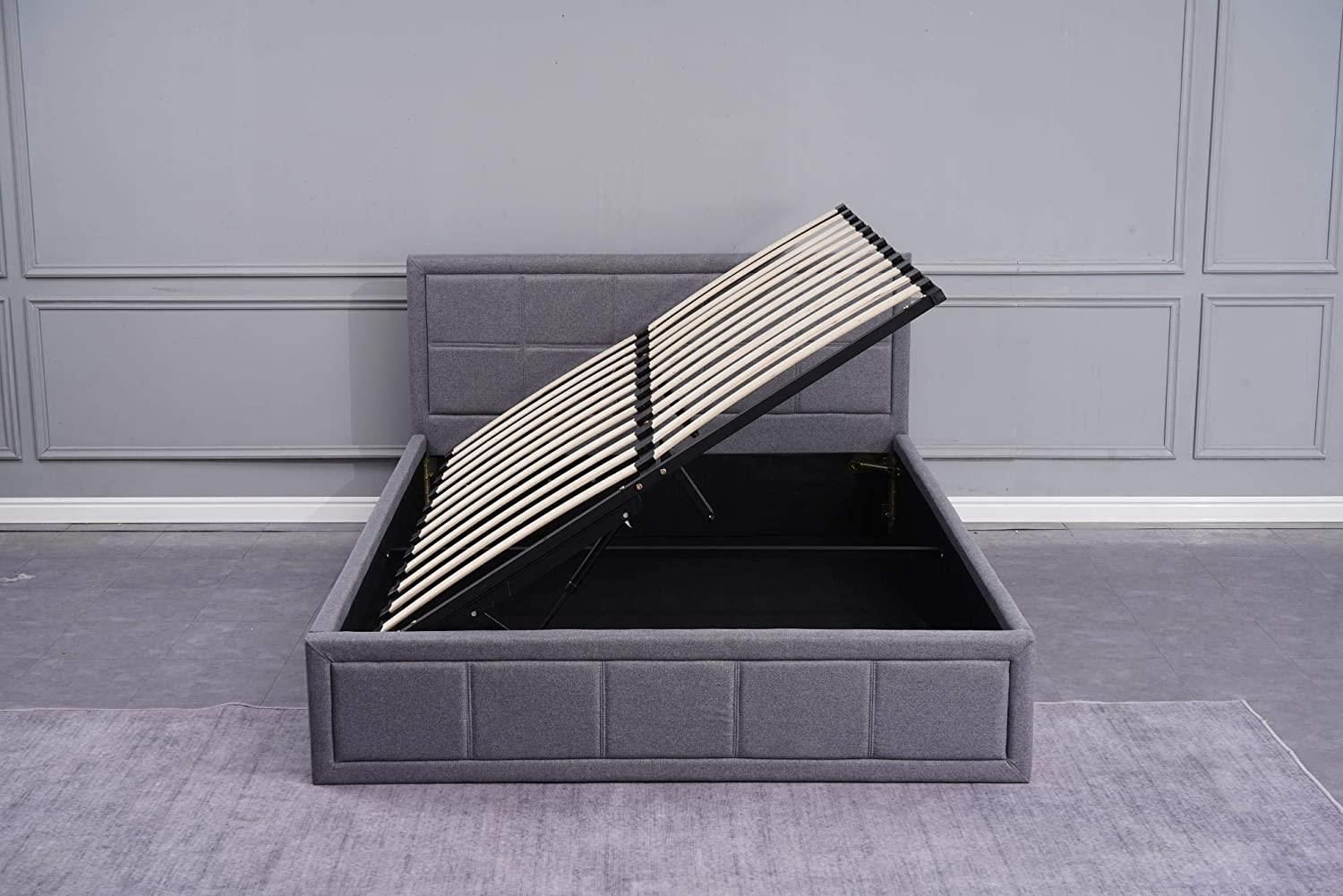KOSY KOALA Ottoman Storage Bed 3ft Single Grey with 1 Mattress Wooden Fabric Bedroom
