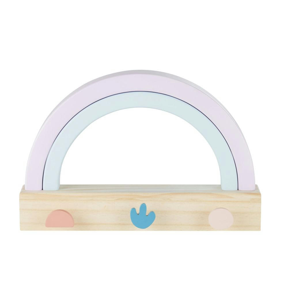 WYNWOOD - Patère 3 crochets en bois de pin rose, mauve poudré et bleu