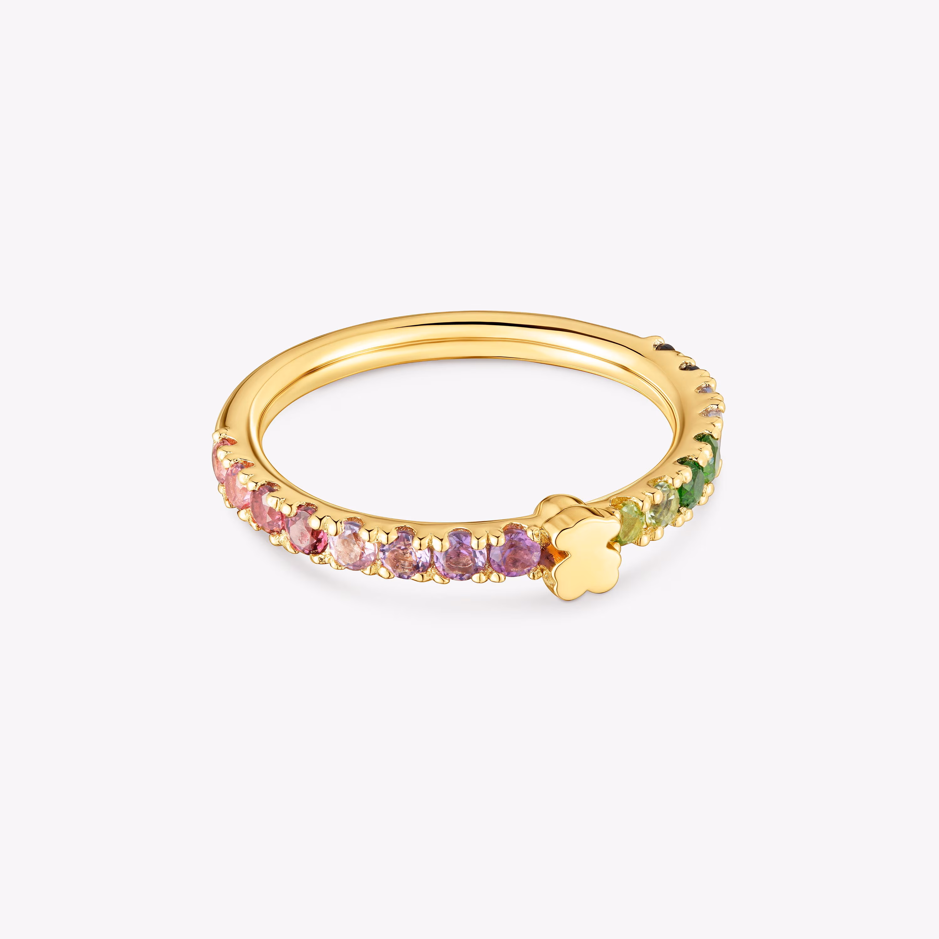 Anillo con baño de oro 18 kt sobre plata y gemas Straight