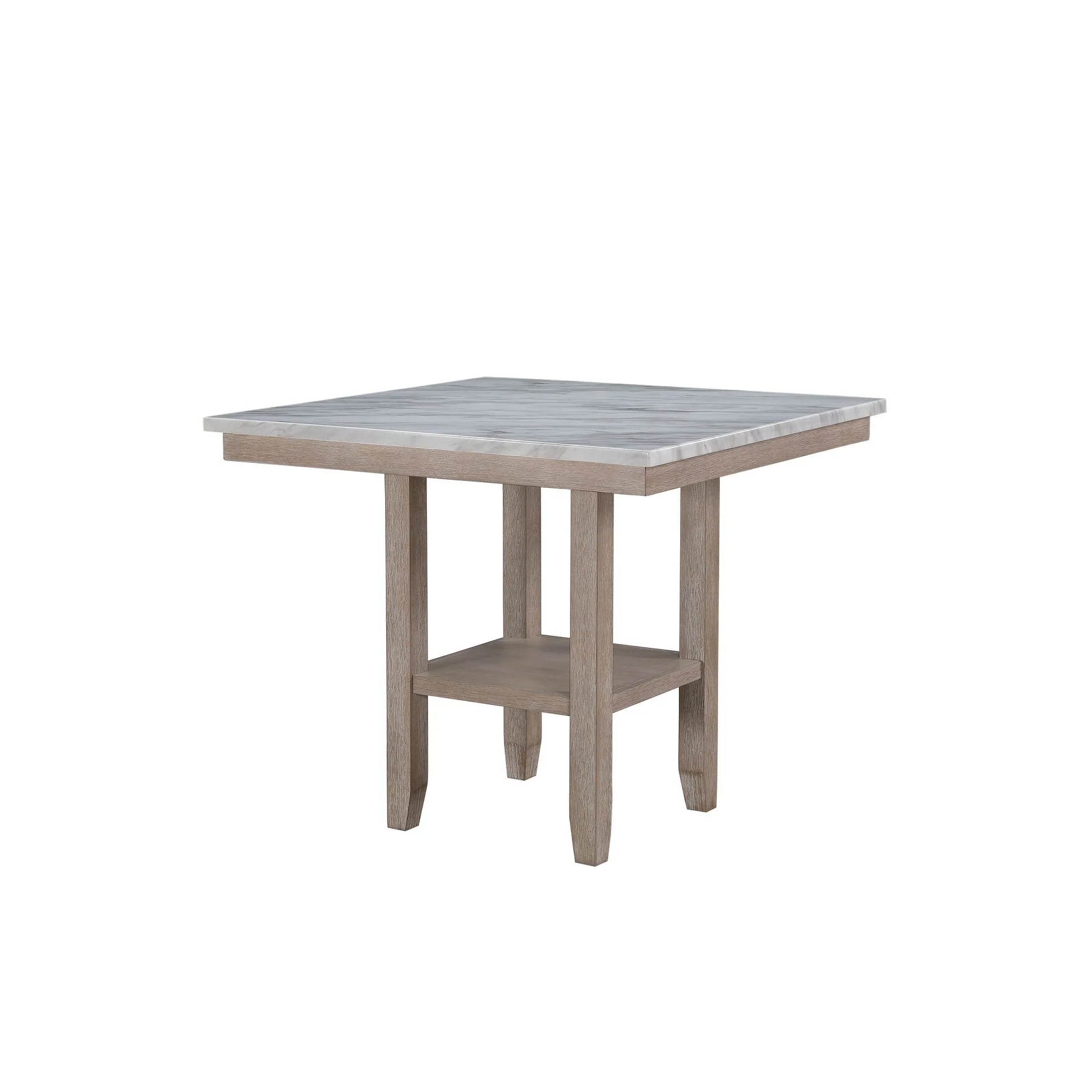 HomeRoots 42 White and Natural Faux Marble and Wood Square Bar Table - 42' X '36' X '42