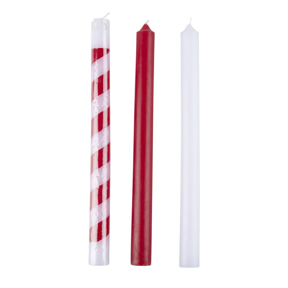 Bougie chandelle x3 motif No&euml;l Ø3xH25,5cm (2 modèles)