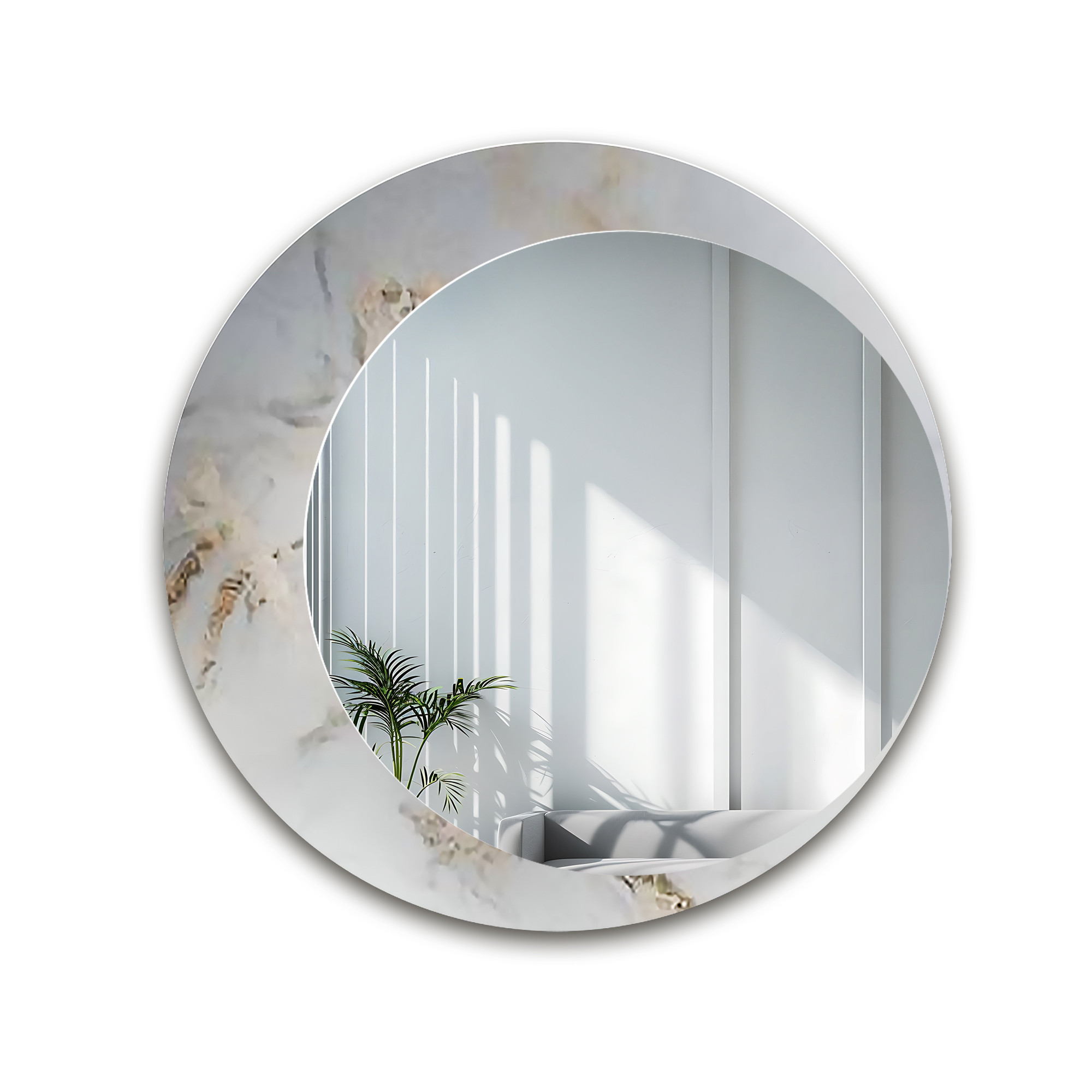 Okrągłe lustro na biało złotym marmurze - MARBLE MARLUCE