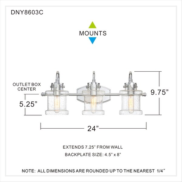 Quoizel Danbury Polished Chrome 3-light Bath Light