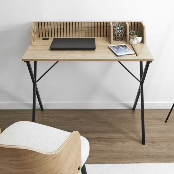 Biurko LINEA z organizerem lamelowym i przepustem na kable 90x50 cm