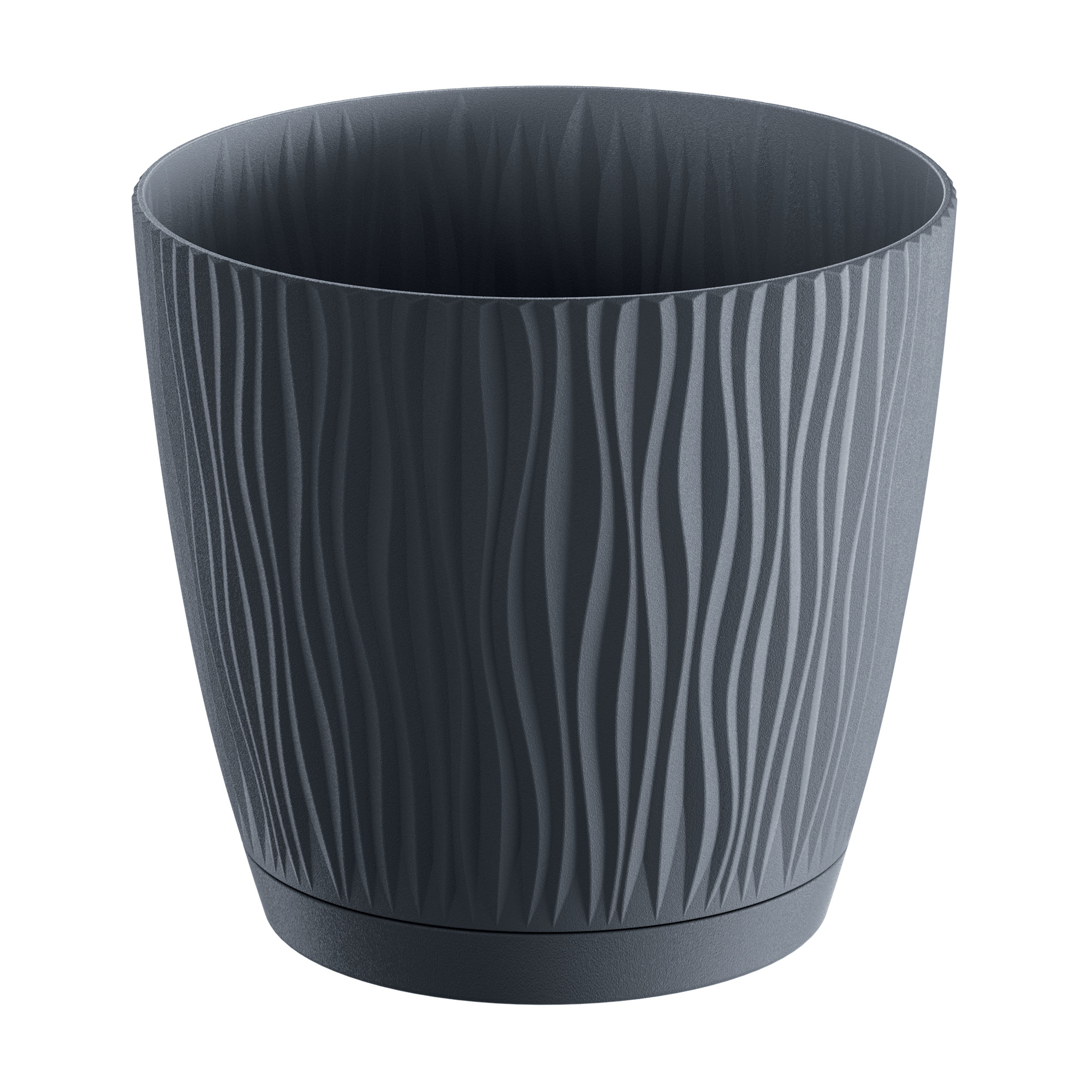 Doniczka z podstawką Sandy P 19 cm antracyt PROSPERPLAST
