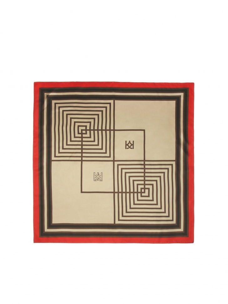 Beige and brown silk scarf