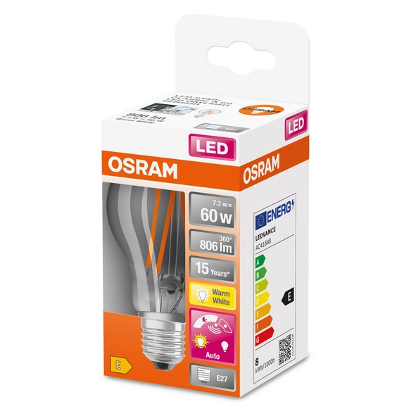 LED-Leuchtmittel »LED DAYLIGHT SENSOR CLASSIC A«, 7,3 W, E27, warmweiß
