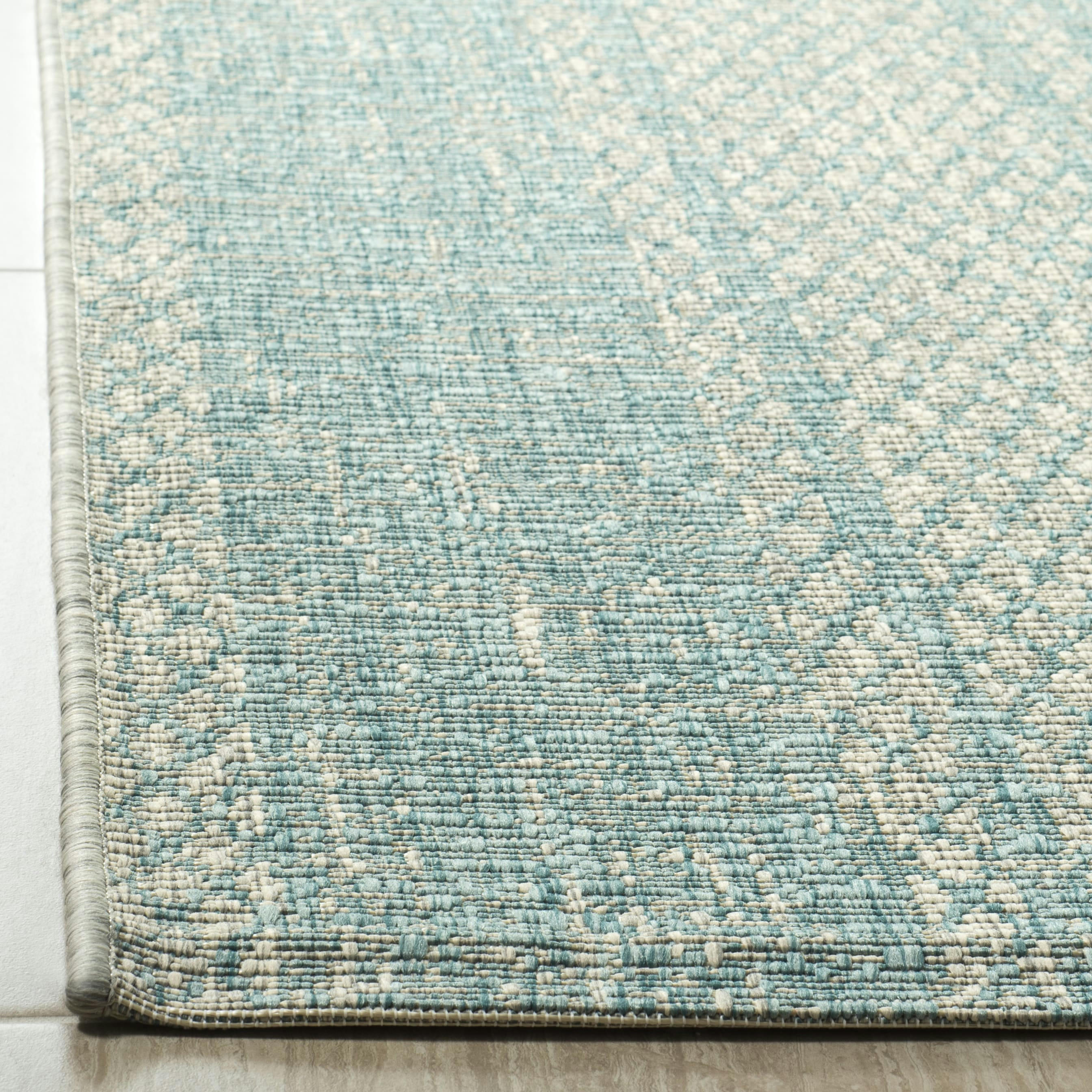 COURTYARD - Tapis interieur & exterieur en gris clair & turquoise, 160 x 231 cm