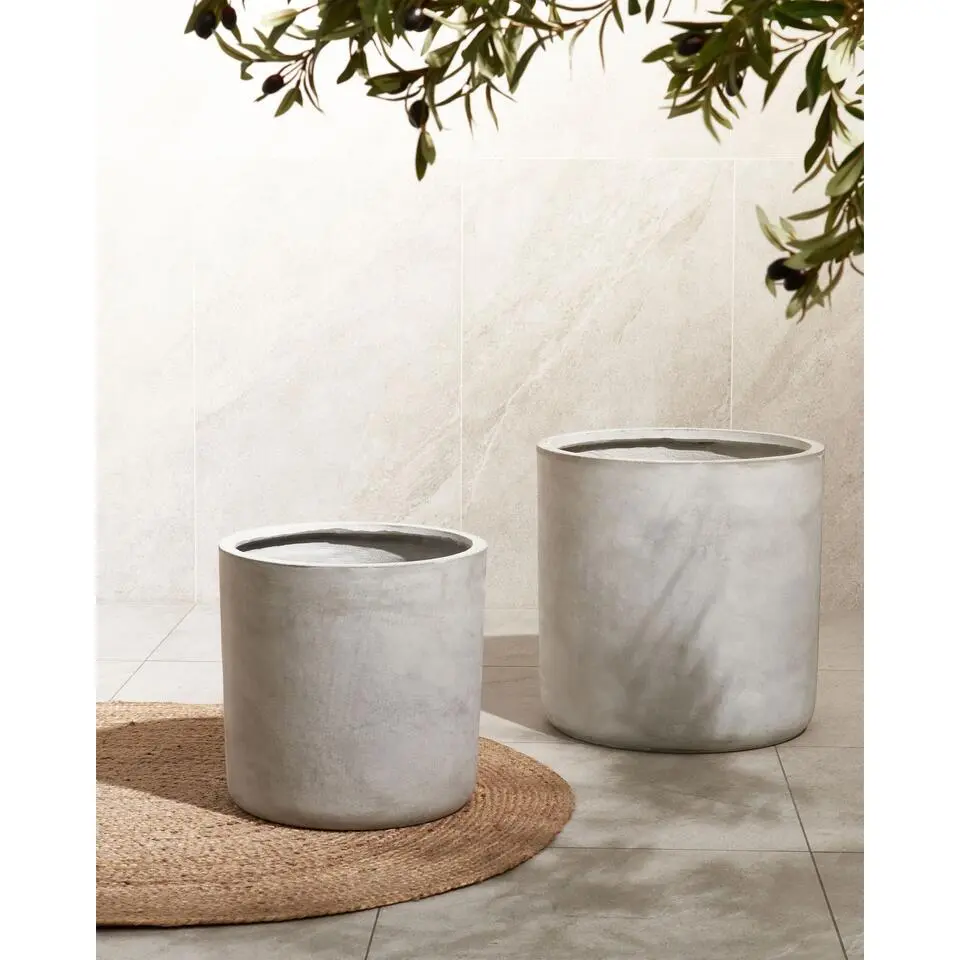 MESSENE - Bloempot - Grijs - 42 cm - Klei-vezelmengsel