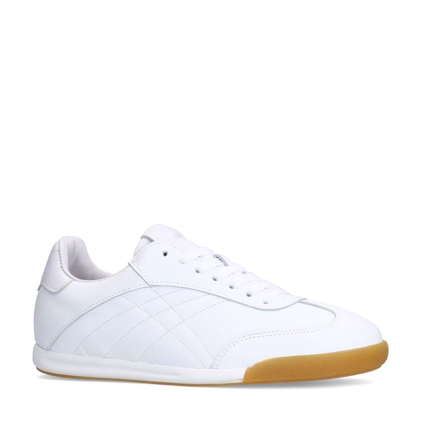 Manfield Witte leren sneakers
