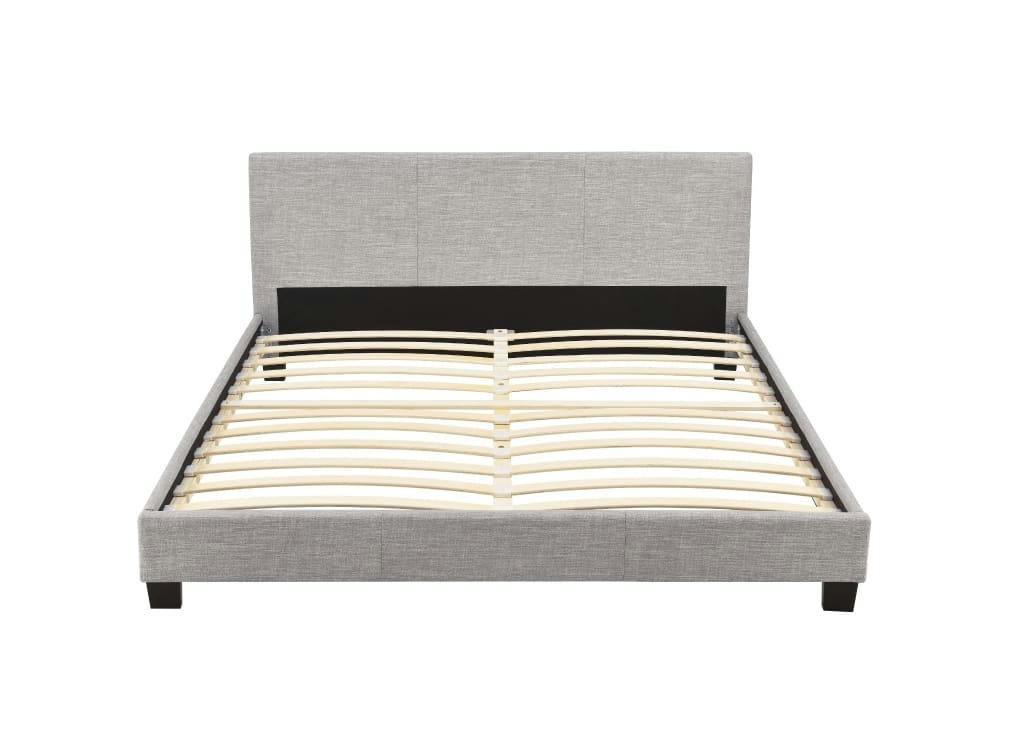YOKO - Cadre de lit avec tête de lit, sommier à lattes - Gris - 140 cm