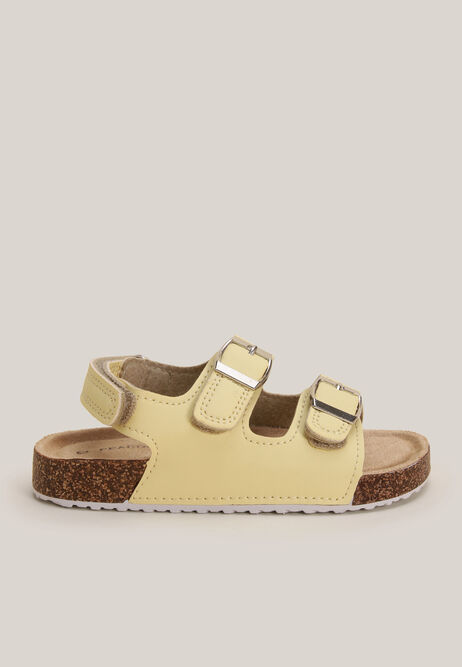 Girls Yellow Double Buckle Footbed Sandals