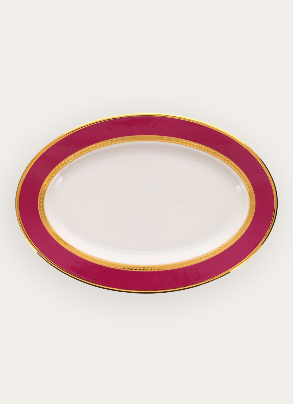 PLAT DE PRÉSENTATION EN PORCELAINE ESPRIT VÉNITIEN ROSE FUCHSIA