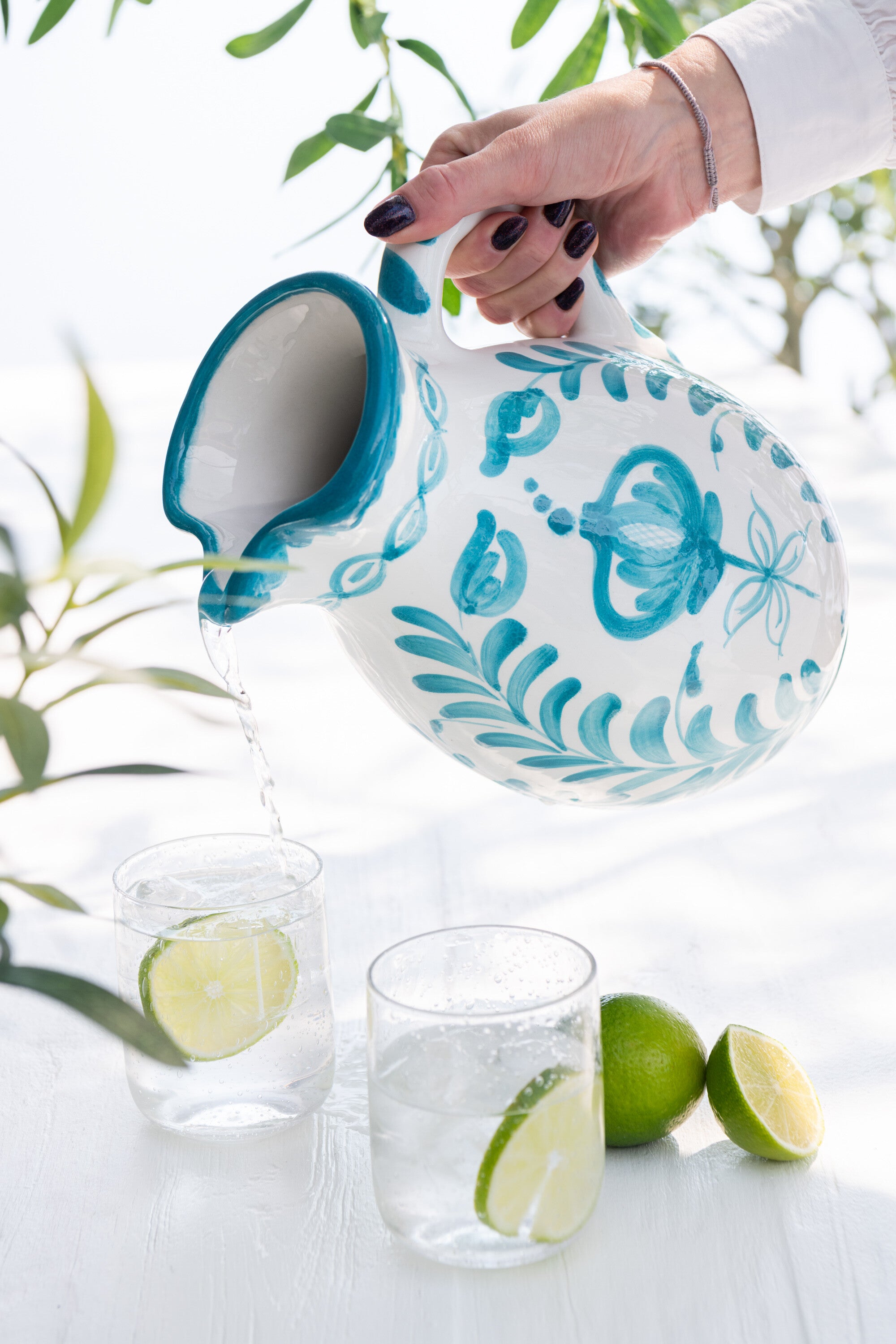 J-Line kruik Granada - keramiek - wit aqua - large