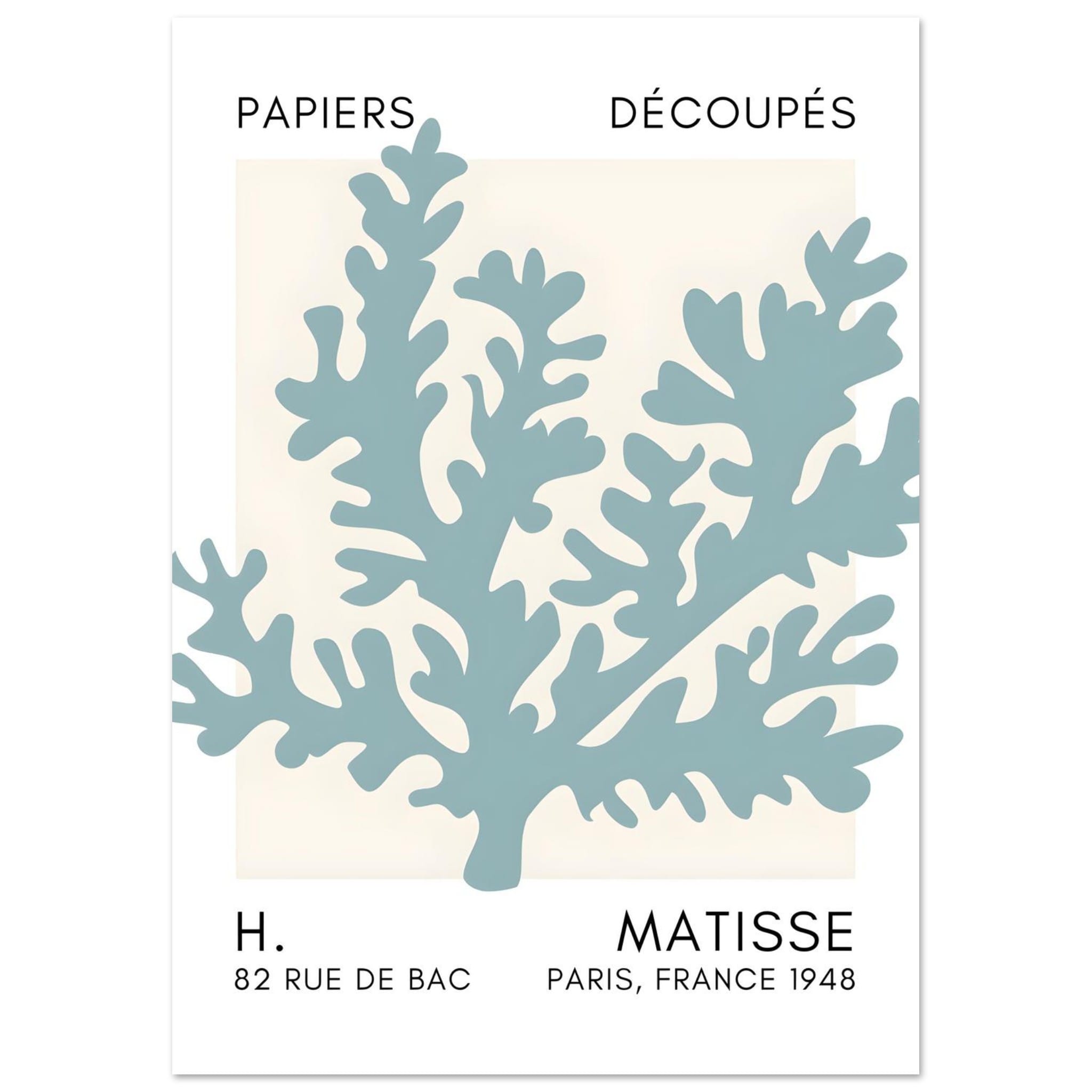 Artfulprints Poster Matisse – Aqua bloom turquoise  - A4 21x29.7 cm - Turquoise