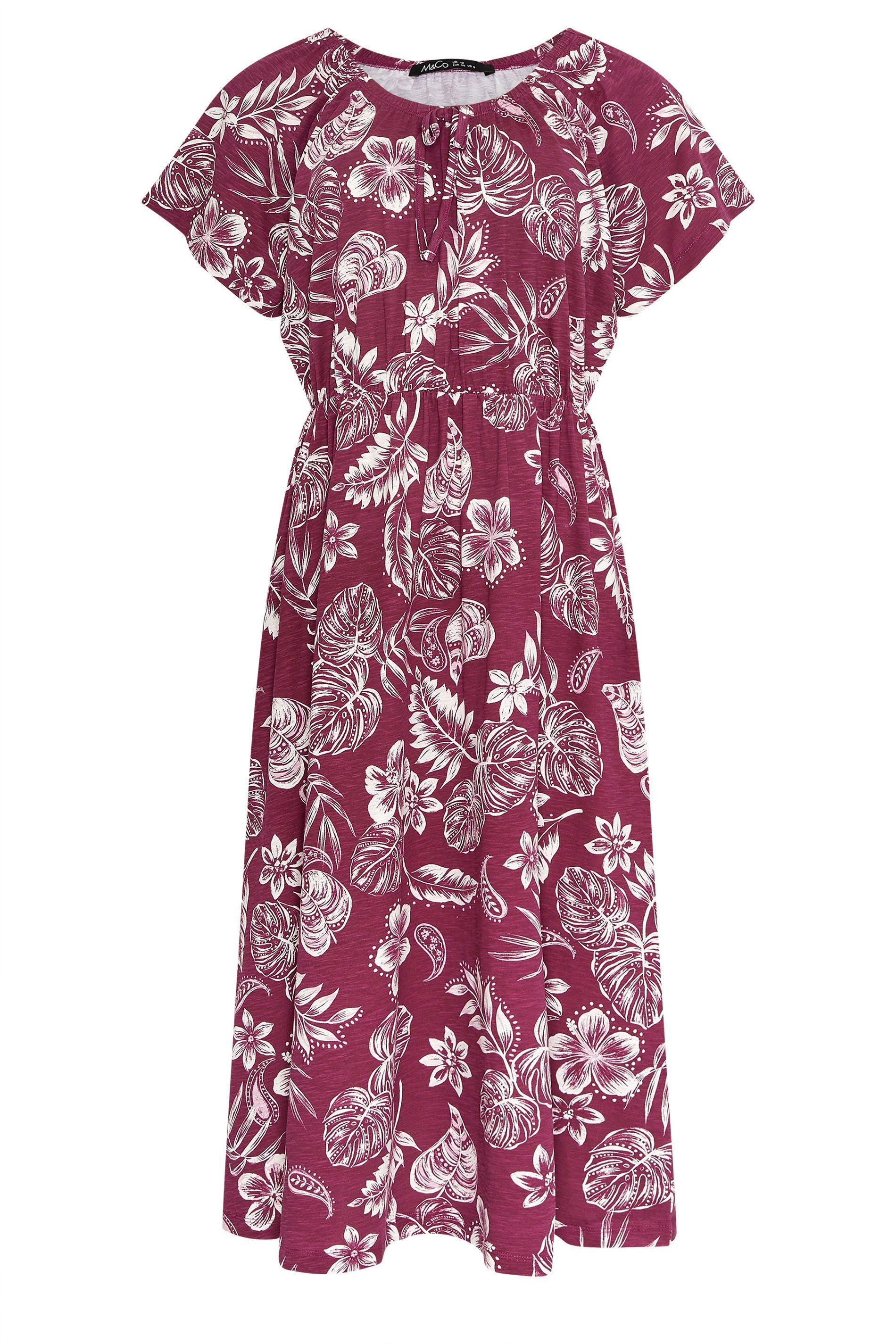 M&Co Floral Tie Neck Cotton Midi Dress