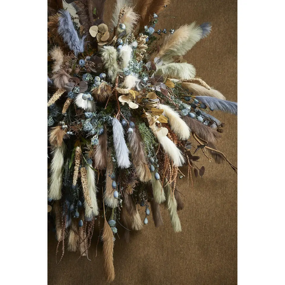 House of Seasons pluimgras kunst steel/tak - zilvergrijs - 104 cm