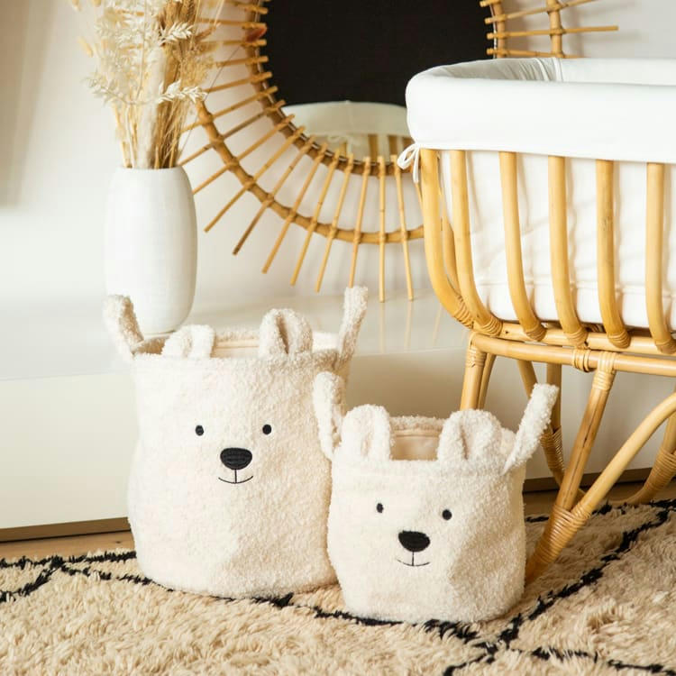 - Panier de rangement Teddy écru (30 x 30 cm)