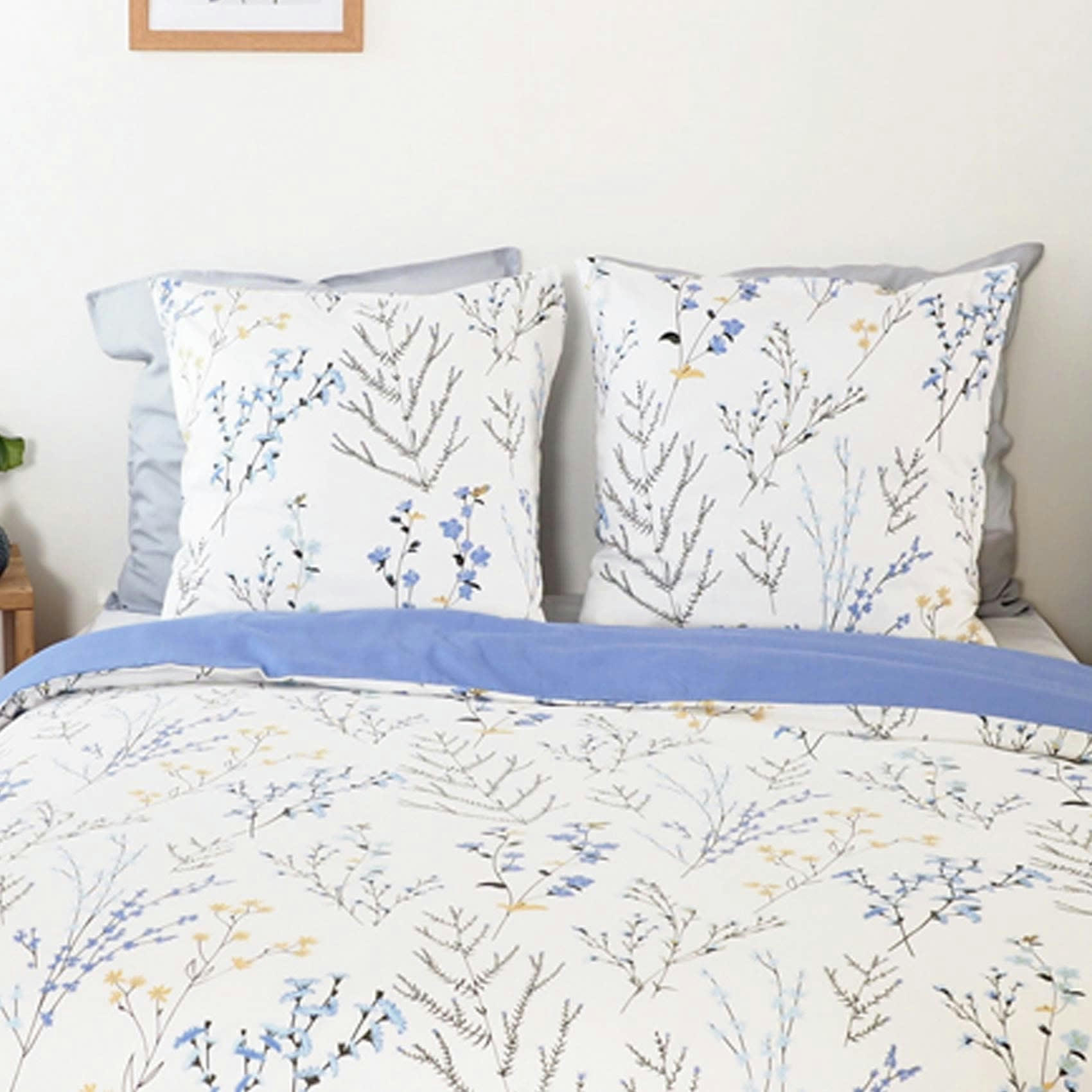 - Parure de lit en satin de coton esprit printanier blanc 240x220 cm