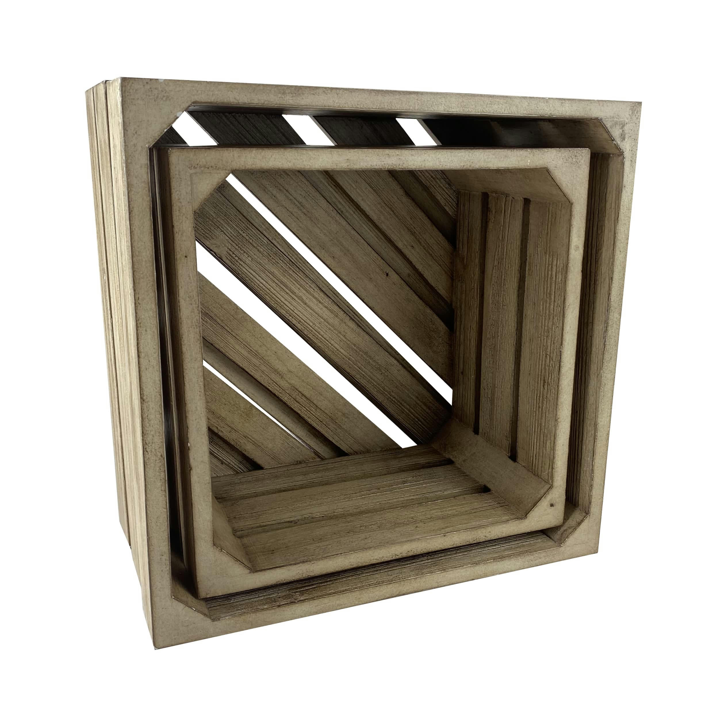 CLAIRISSE - Lot de 2 caisses en bois beige