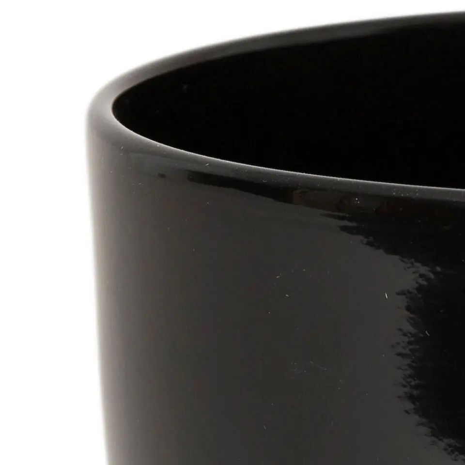 Floran Bloempot/plantenpot Boule - zwart - keramiek - 28 x 25 cm