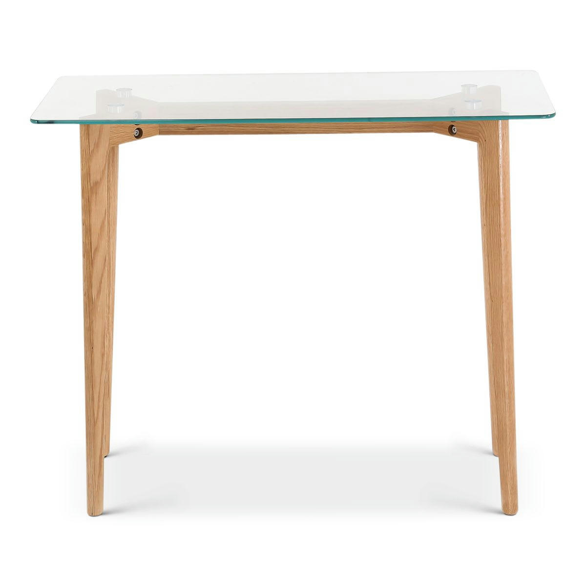 SCANDIE - Console en verre trempé et piétement chêne