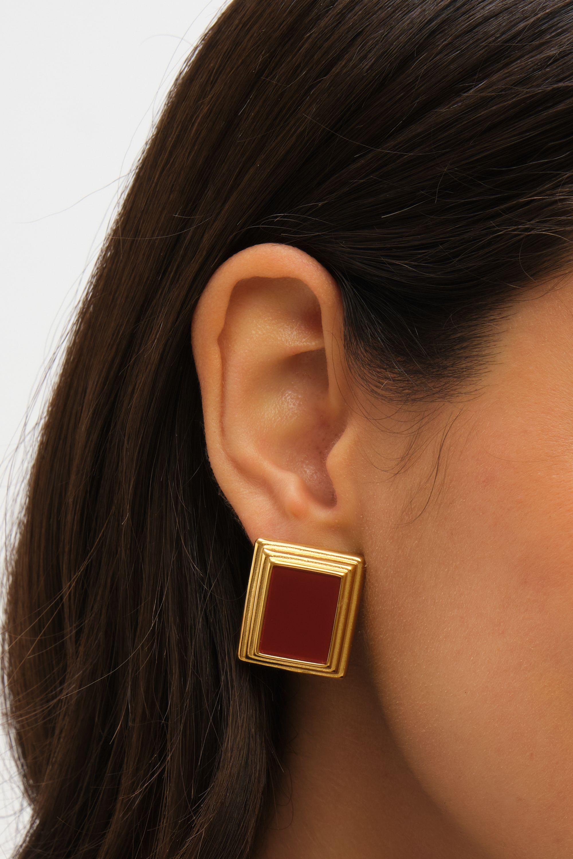 Jon Richard Gold Plated And Red Enamel Earrings