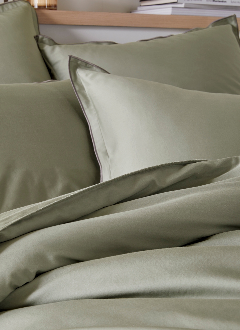 HOUSSE DE COUETTE EN SATIN DE COTON LAVÉ SAUGE