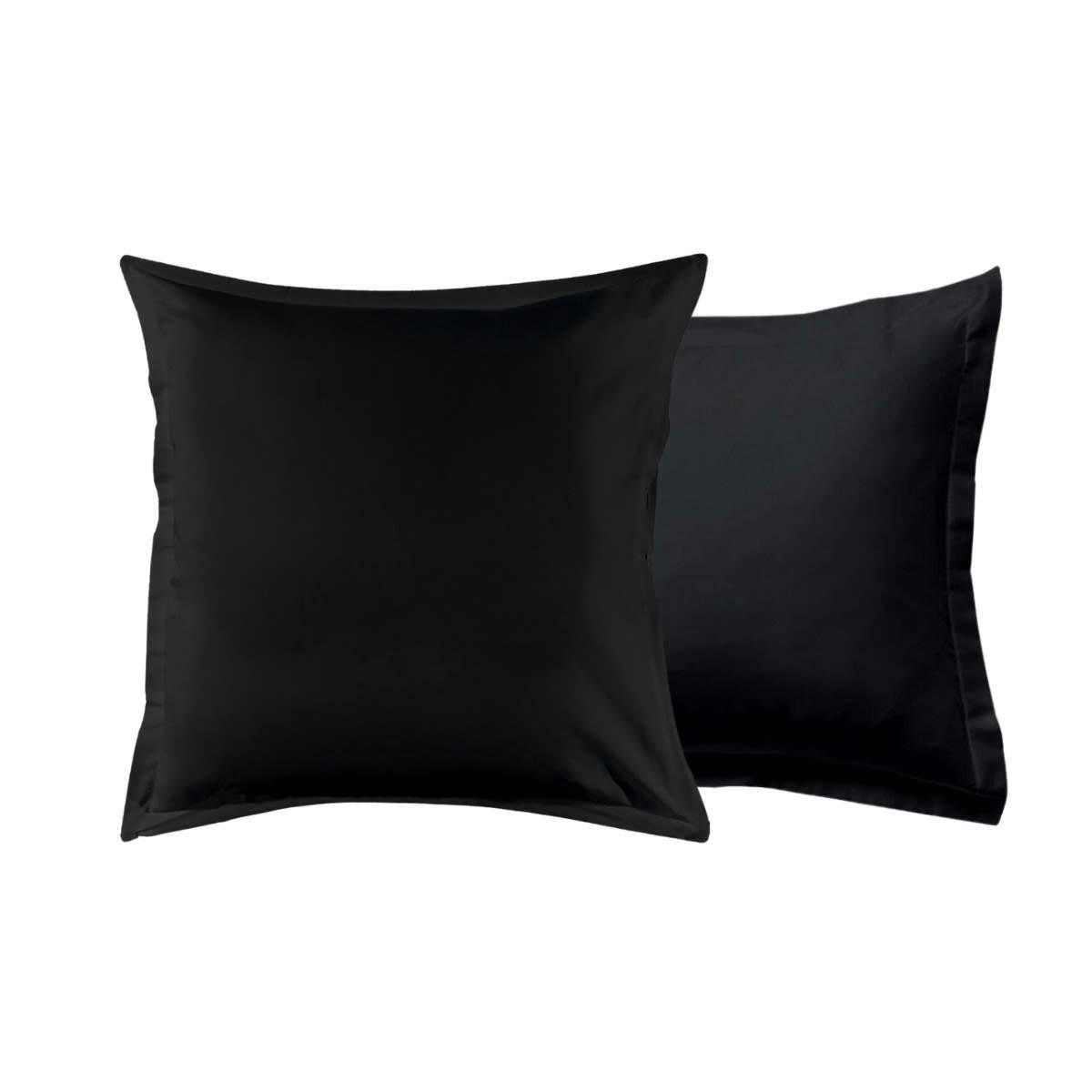 COTON UNIS - Taie d'oreiller coton  unie noir 64x64cm