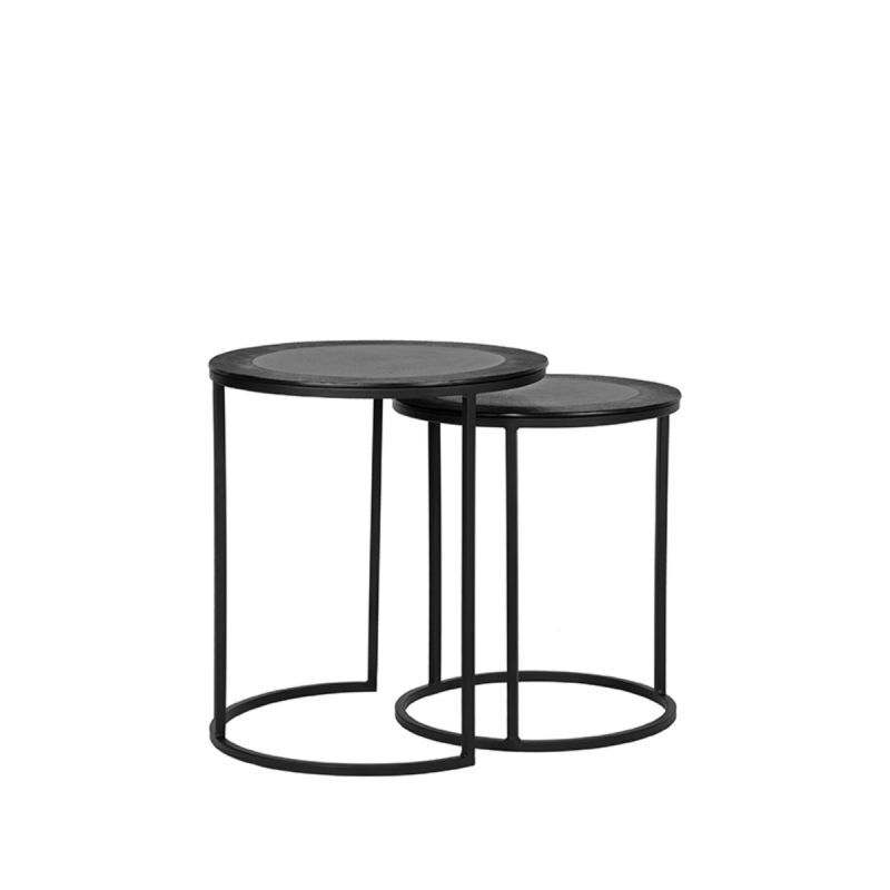 LABEL51 Salontafel Pair - Zwart Metaal - Set Van 2 - 40x40x45cm