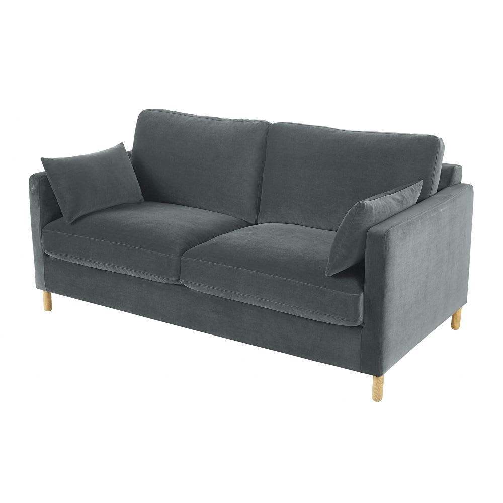 Julian - Canapé 3 places en velours gris anthracite