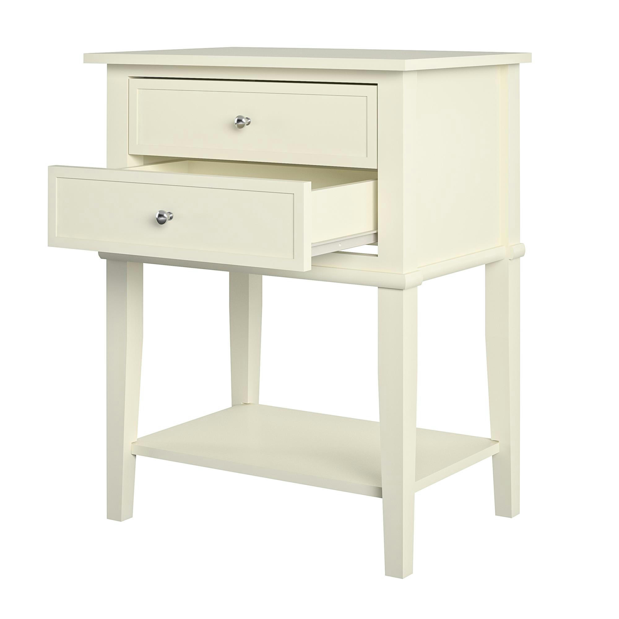 FRANKLIN - Table d'appoint avec 2 tiroirs en MDF blanc