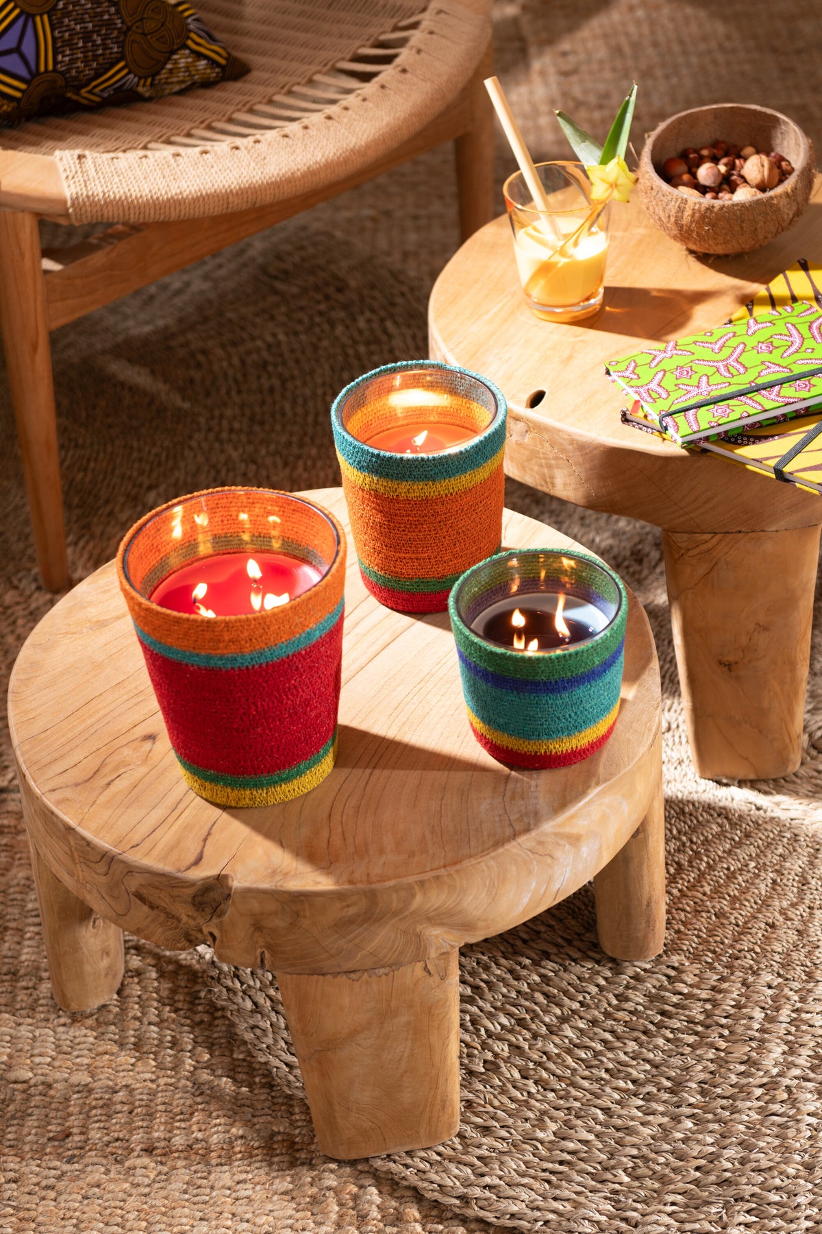 J-Line geurkaars Mand - Woody Aurora - mix - small - 2 stuks - 45U