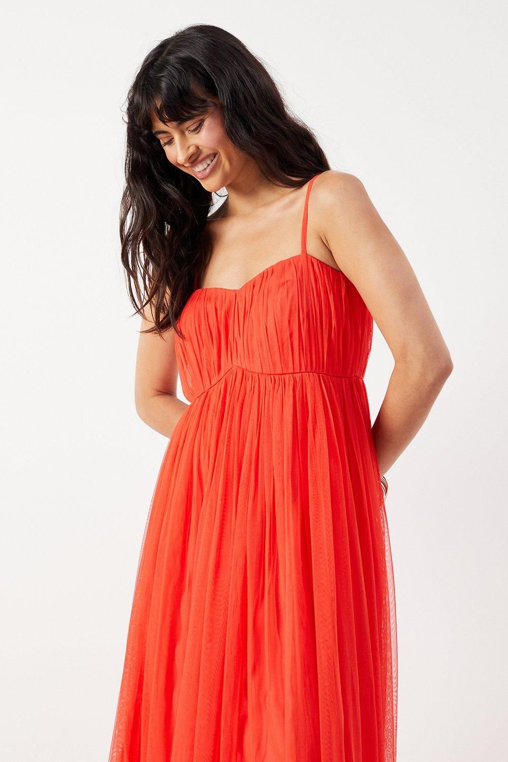 Warehouse Tulle Strappy Bandeau Maxi Dress