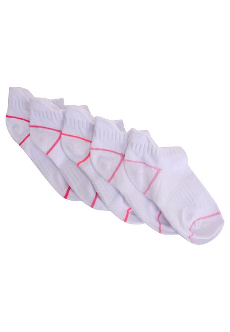 Girls 5pk White Microfibre Trainer Socks