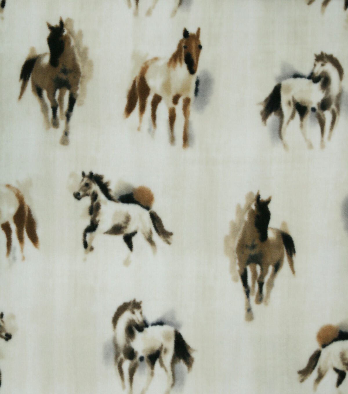 Multi Horses Luxe Fleece Fabric