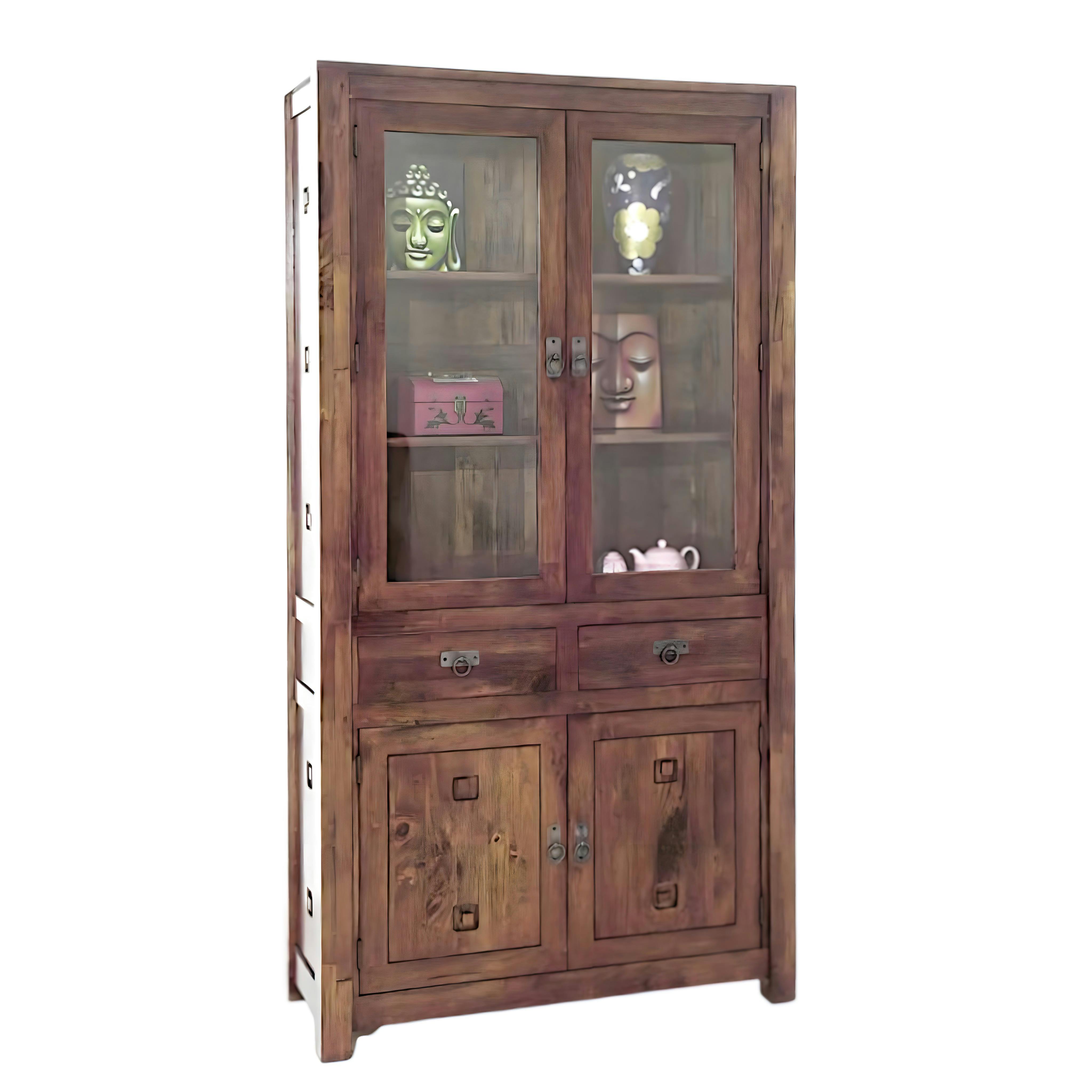 Vaisselier bois d'hévéa 4 portes TESSA
