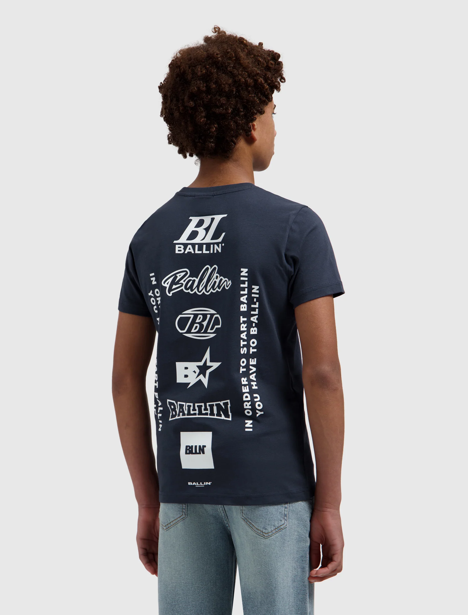 Junior Stacked Logo T-shirt | Navy