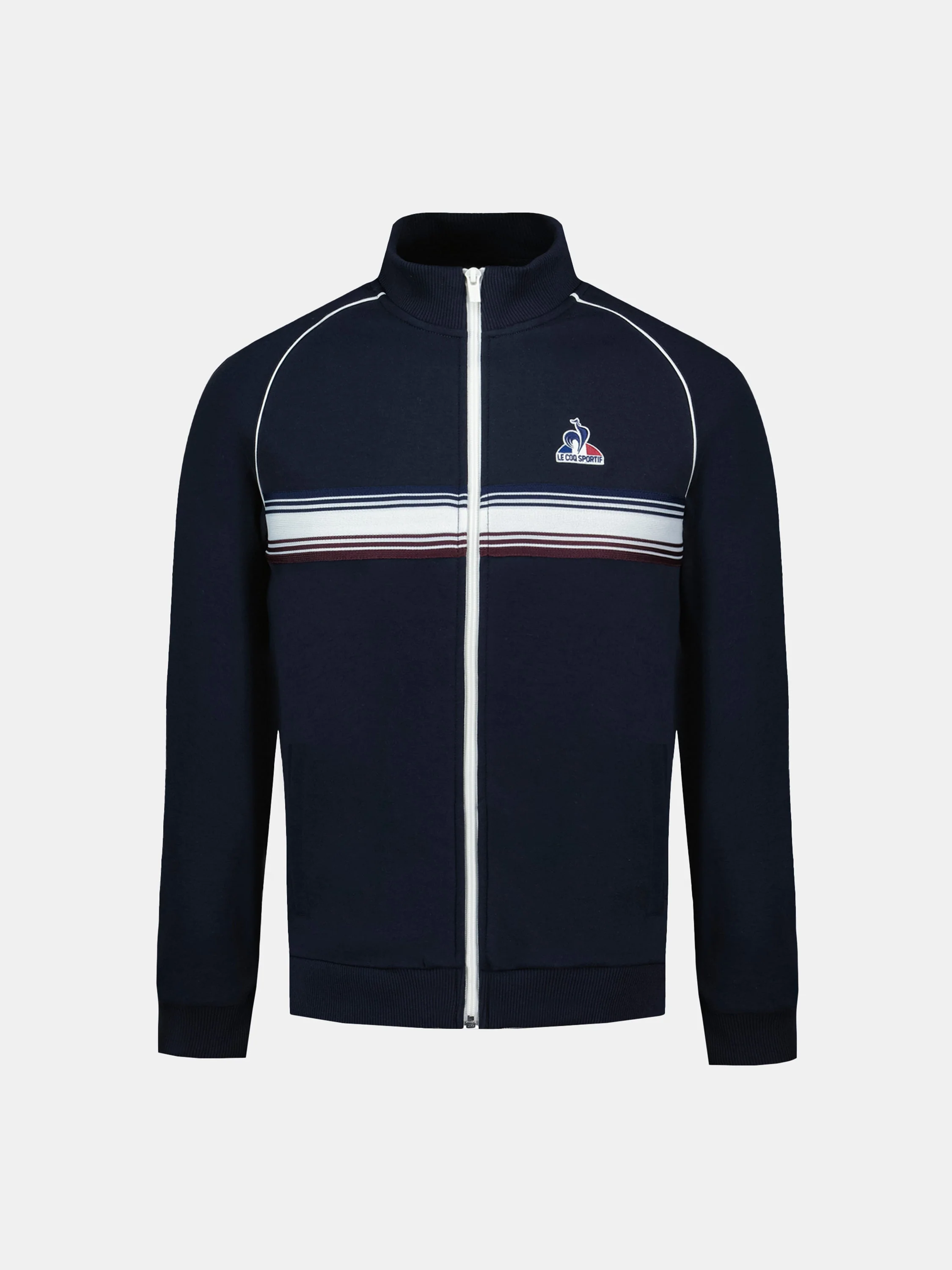 Veste zippée double face avec col montant et empiècement rayé