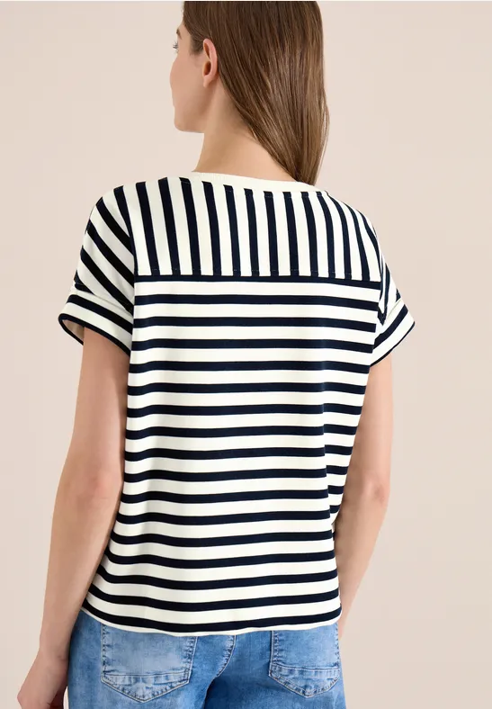 Kurzarm Sweatshirt mit breiten Streifen