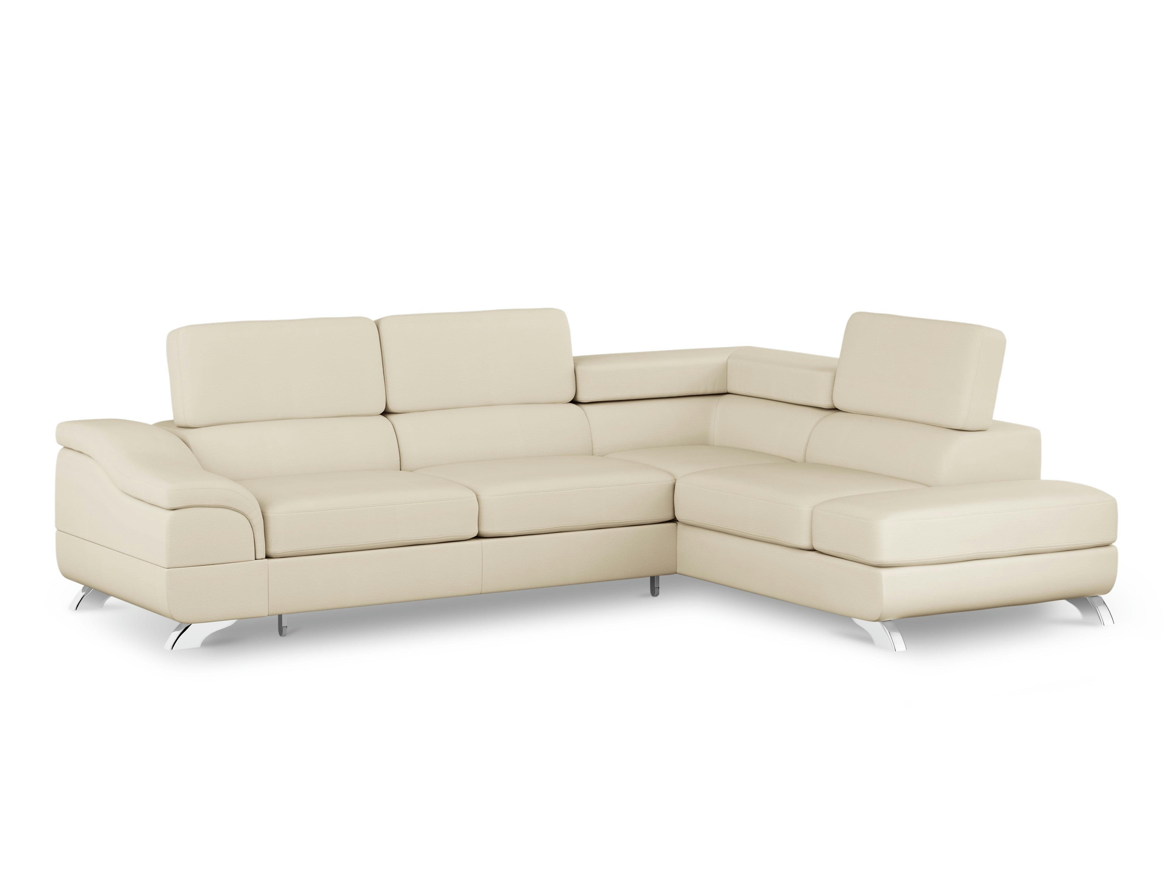 ONYX - Canapé d'angle 5 places en imitation cuir beige