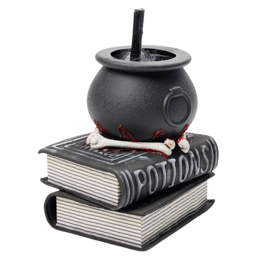 Livre potions chaudron de sorcière sonore et animé plastique noir 20x17xH28cm