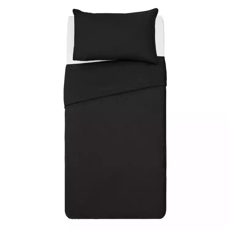 Habitat Cotton Rich 180 TC Plain Black Bedding Set - Single