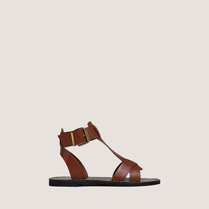 Sandales à boucles et bridesen cuir cognac | WHISPER