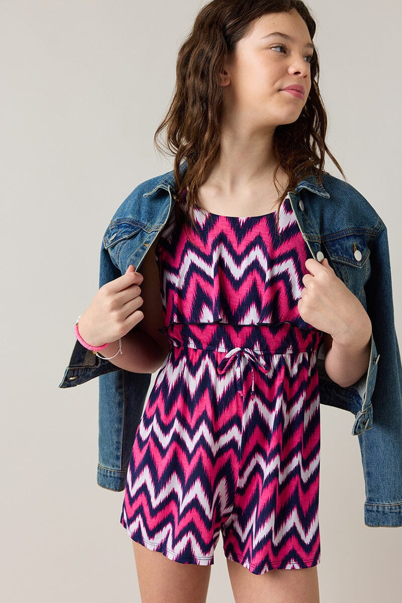 Hello Franki Sleeveless Printed Romper for girls