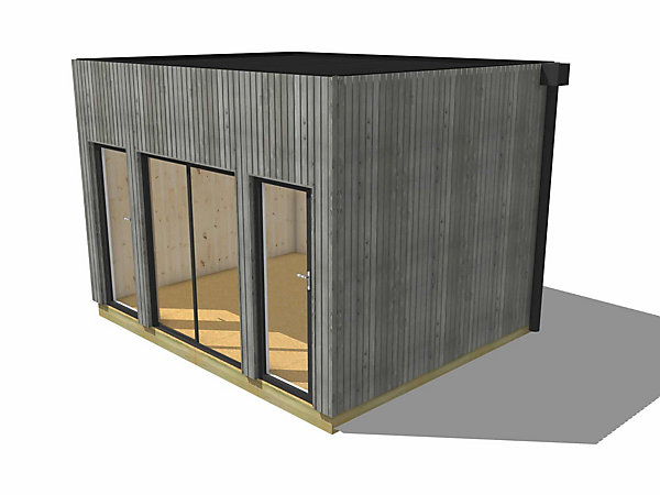 Bureau de jardin 4 saisons en bois 4,4 x 3,5 x 3,2 m / isolation RE2020 avec plancher isolé