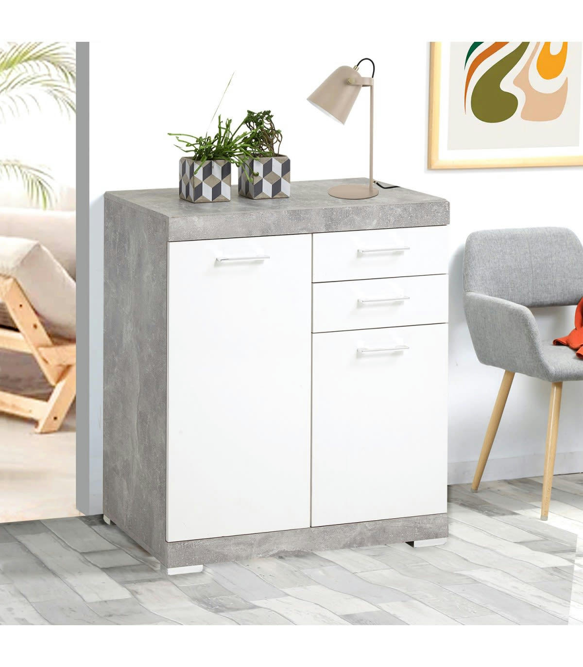 BRISTOL - Buffet avec 2 Portes et 2 Tiroirs L80cm