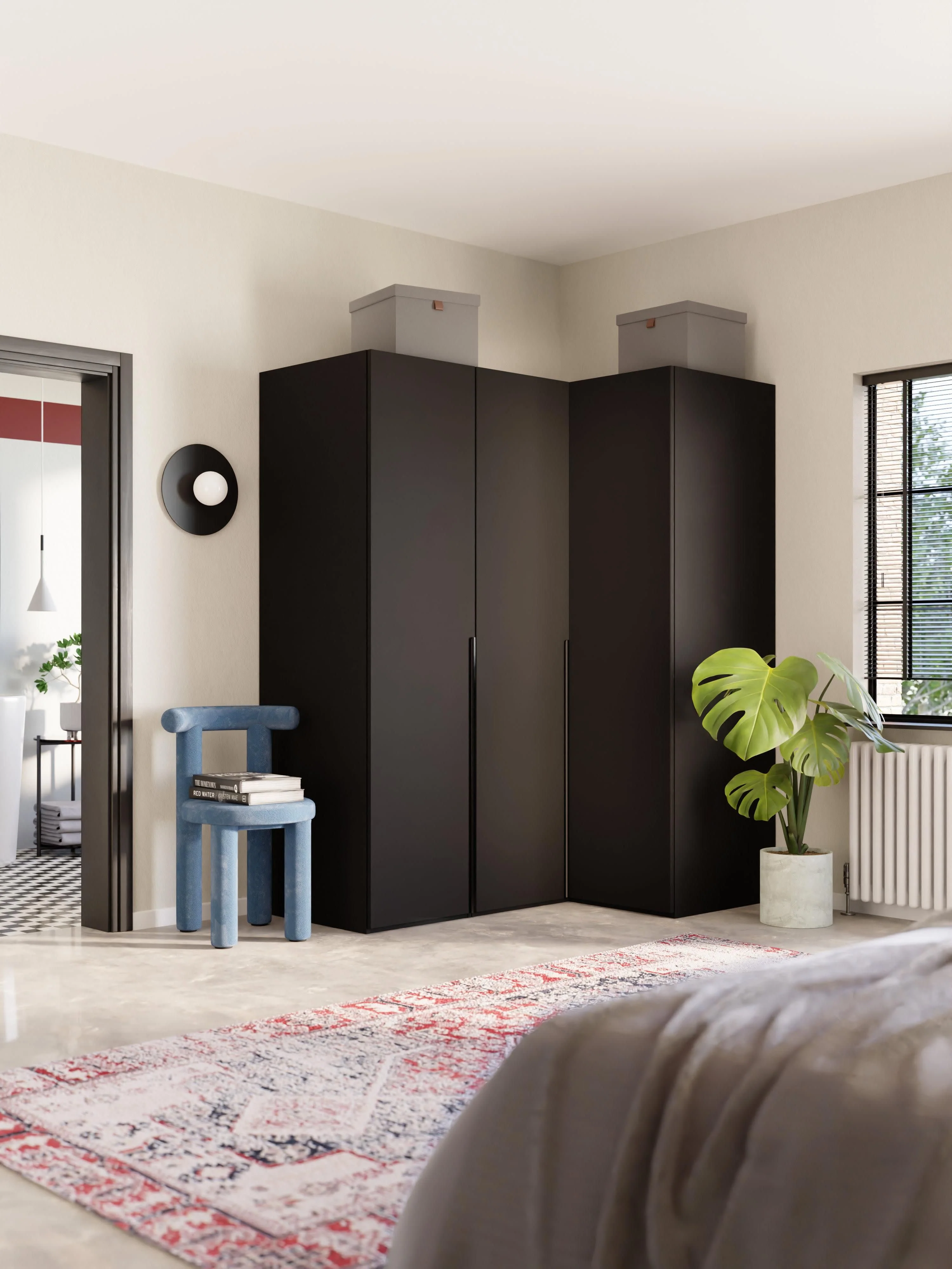 Modularer Eck-Kleiderschrank Leon, 165 cm Breite, in verschiedenen Größen